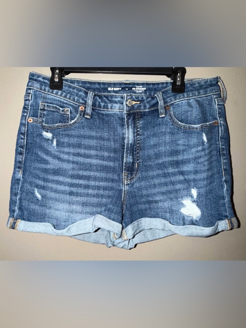 Old Navy High Rise OG Straight Distressed Denim Shorts Size 14